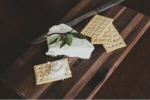 Cheeseboard, bread, crackers