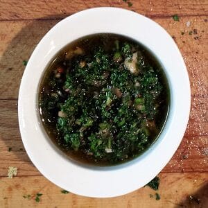 Chimichurri, an Argetinian pesto sauce.